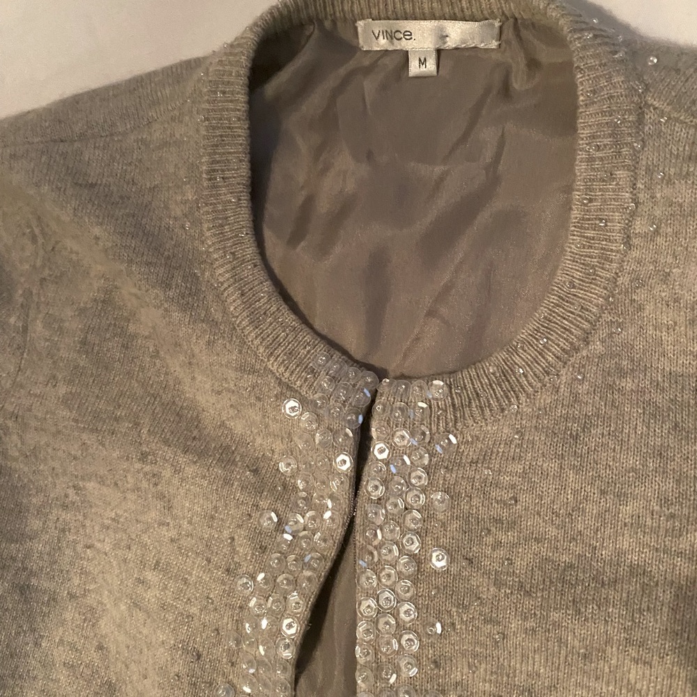 Vince cashmere cardigan - embellished, silk-lined